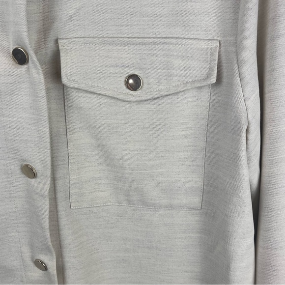 F&F Collared Shacket Shirt Jacket Snap Up Cream Double Front Pockets Size 10 - Picture 5 of 16